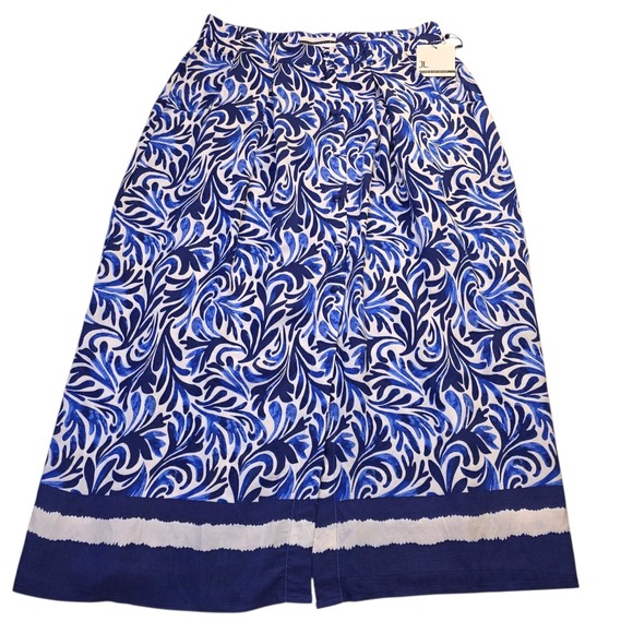 Jules & Leopold Dresses & Skirts - Jules & Leopold Blue White Midi Skirt Womens M Boho‎ Resort Coastal Print NWT